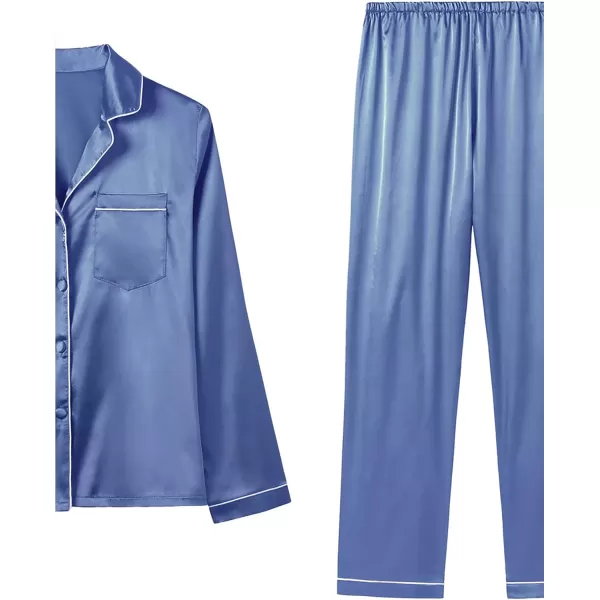 LYANER Women's Pajamas Set 7pcs Silk Satin Sleepwear Loungewear Cami Shirt Pj Set