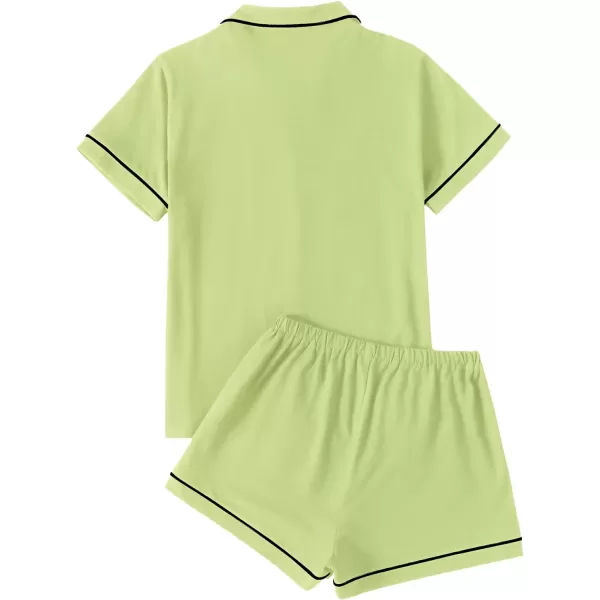 LYANER Women's Pajamas Set Heart Print Button Short Sleeve Shirt with Shorts Sleepwear PJs Set