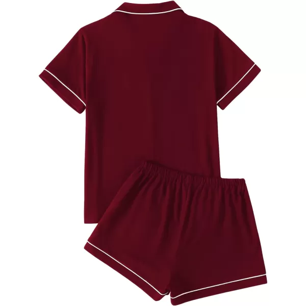 LYANER Women's Pajamas Set Heart Print Button Short Sleeve Shirt with Shorts Sleepwear PJs Set