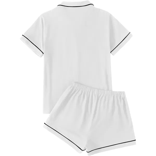 LYANER Women's Pajamas Set Heart Print Button Short Sleeve Shirt with Shorts Sleepwear PJs Set