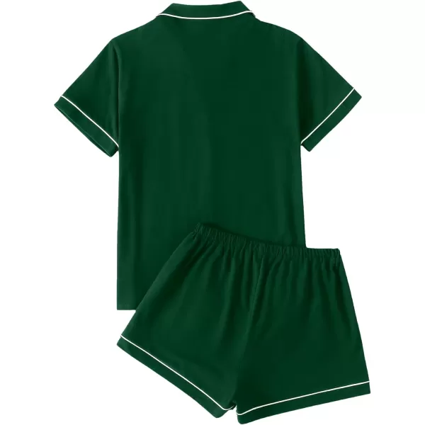 LYANER Women's Pajamas Set Heart Print Button Short Sleeve Shirt with Shorts Sleepwear PJs Set