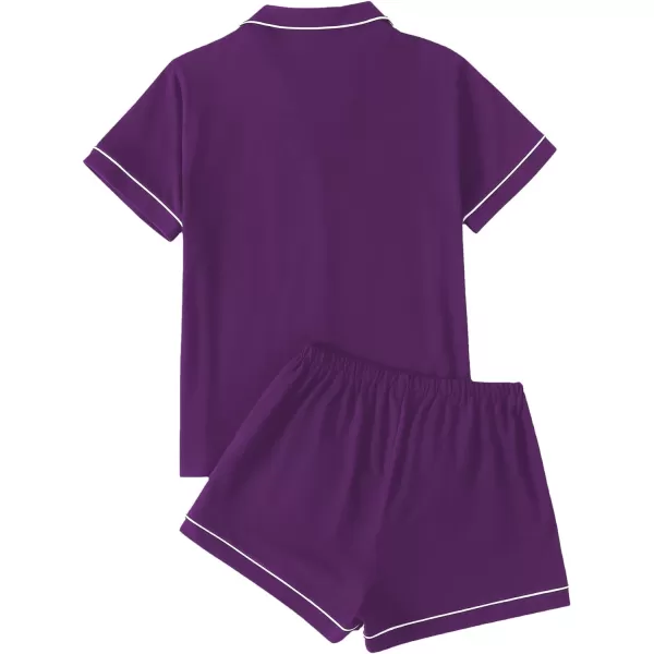 LYANER Women's Pajamas Set Heart Print Button Short Sleeve Shirt with Shorts Sleepwear PJs Set