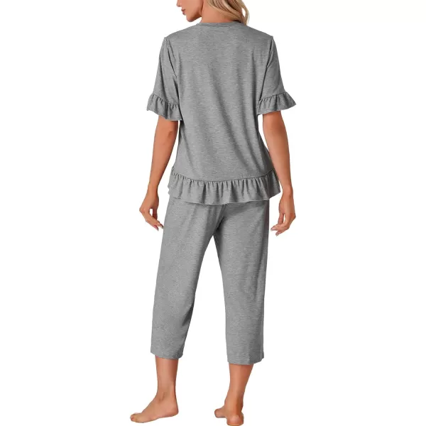 LYANER Women's Pajamas Set Short Sleeve Sleepwear and Capri Pants Loungewear Soft Pjs Sets