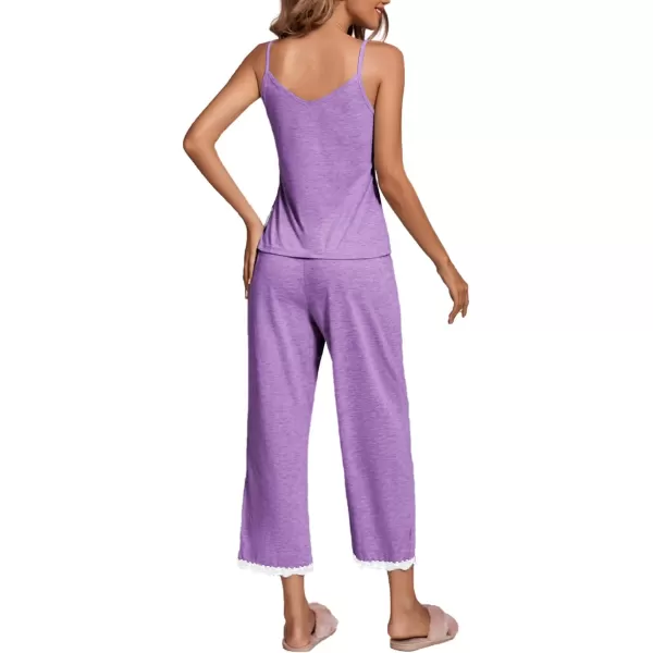LYANER Women's Pajamas Set V Neck Sleeveless Cami Top with Pants PJ Set Sleepwear