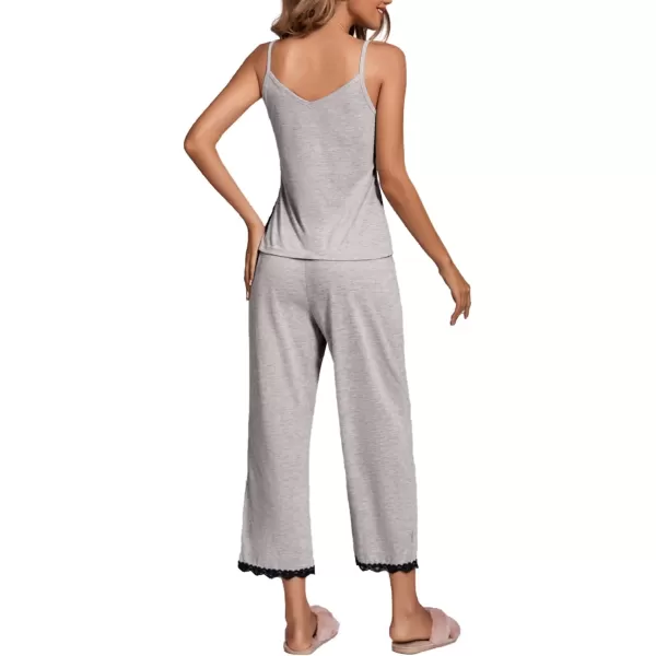 LYANER Women's Pajamas Set V Neck Sleeveless Cami Top with Pants PJ Set Sleepwear
