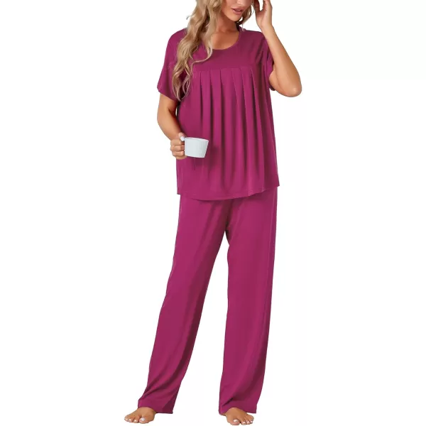 LYANER Women's Pajamas Short Sleeve Sleepwear with Pants Set Soft Pj Loungewear Set