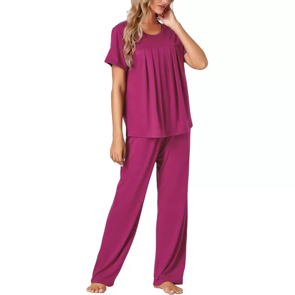 LYANER Women's Pajamas Short Sleeve Sleepwear with Pants Set Soft Pj Loungewear Set