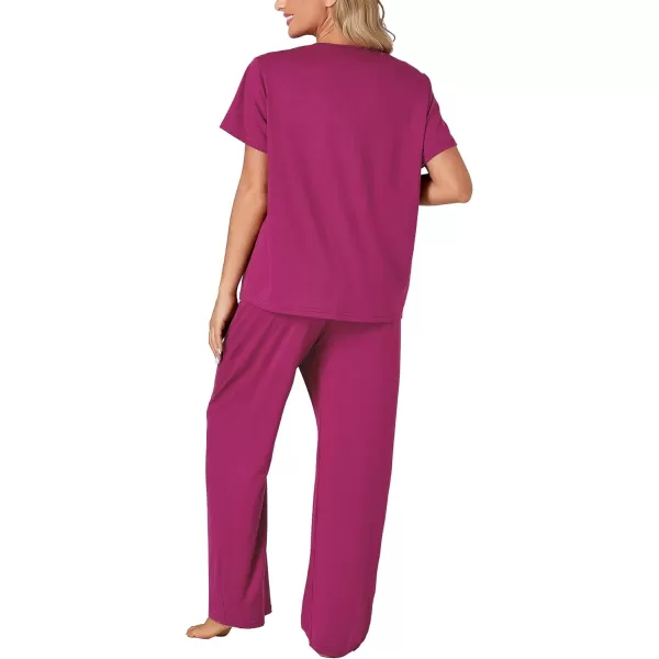 LYANER Women's Pajamas Short Sleeve Sleepwear with Pants Set Soft Pj Loungewear Set