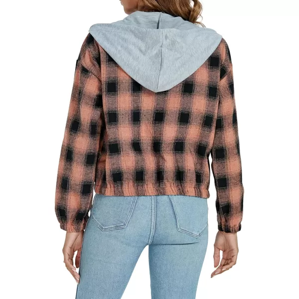 LYANER Women's Plaid Full Zip Up Long Sleeve Drawstring Hoodie Top Sweatshirt