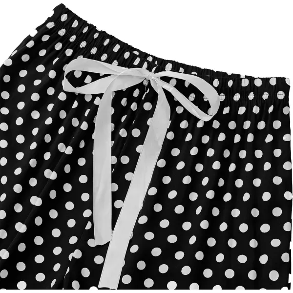 LYANER Women's Polka Dots Collar V Neck Long Sleeve Shirt Long Pants Pajamas Lounge Sets