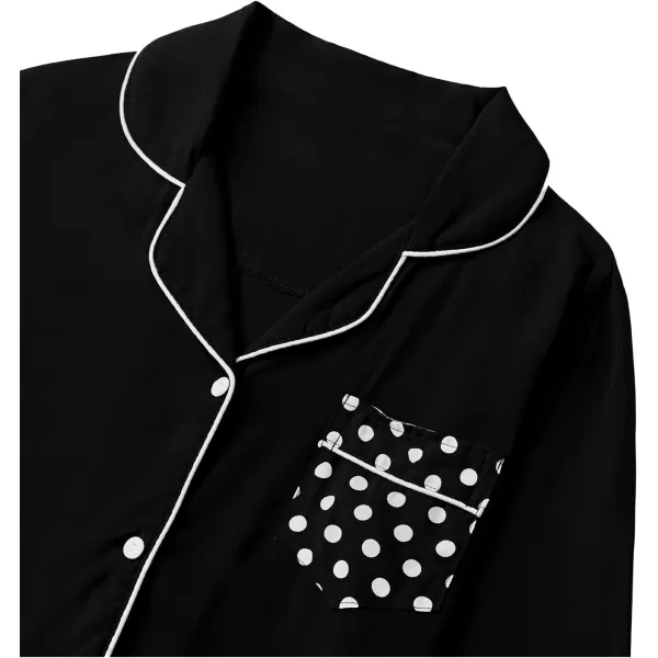 LYANER Women's Polka Dots Collar V Neck Long Sleeve Shirt Long Pants Pajamas Lounge Sets