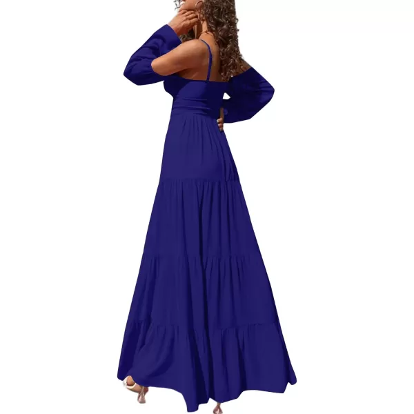 LYANER Women's Puff Long Sleeve Strappy Cut Out Front Flowy Swing Cami Maxi Dress