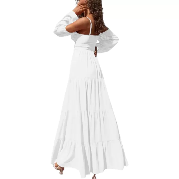 LYANER Women's Puff Long Sleeve Strappy Cut Out Front Flowy Swing Cami Maxi Dress