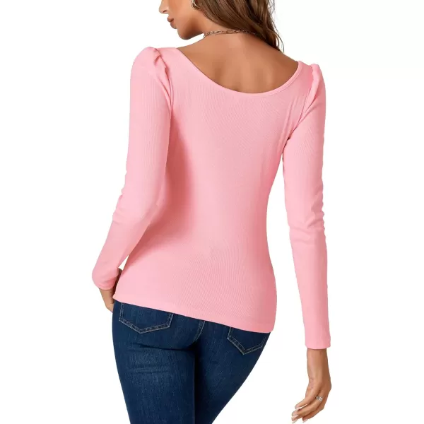 LYANER Women's Rib Knit Square Neck Long Sleeve Elegant Slim Basic Sweater Top Blouse