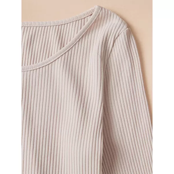 LYANER Women’s Ribbed Knit Long Sleeve Crop Top Long Pants Lounge Pajamas Sets