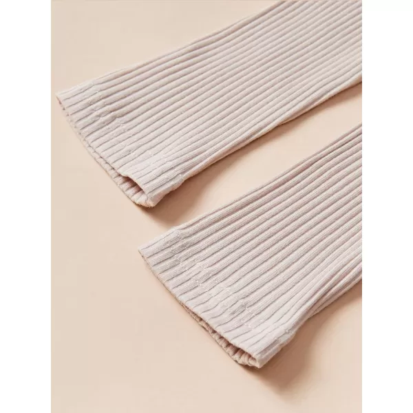 LYANER Women’s Ribbed Knit Long Sleeve Crop Top Long Pants Lounge Pajamas Sets