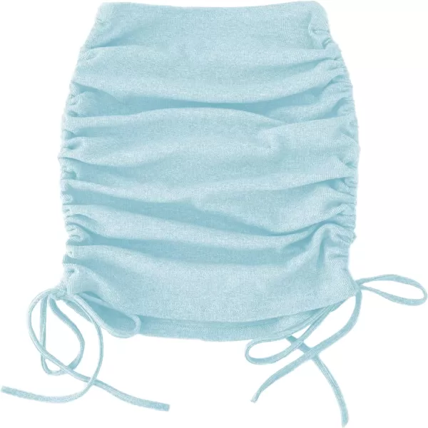 LYANER Women's Ribbed Side Drawstring Ruched Stretchy Mini Pencil Bodycon Short Skirt