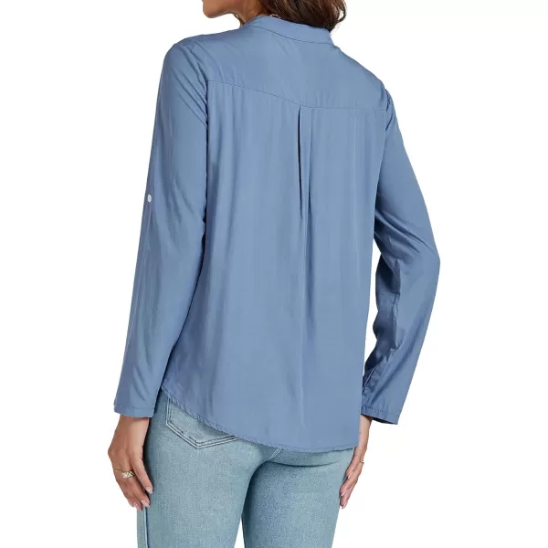 LYANER Women's Roll Up Sleeve V Neck Lace Crochet Button Down Shirt Casual Peplum Blouse Tunic Tops