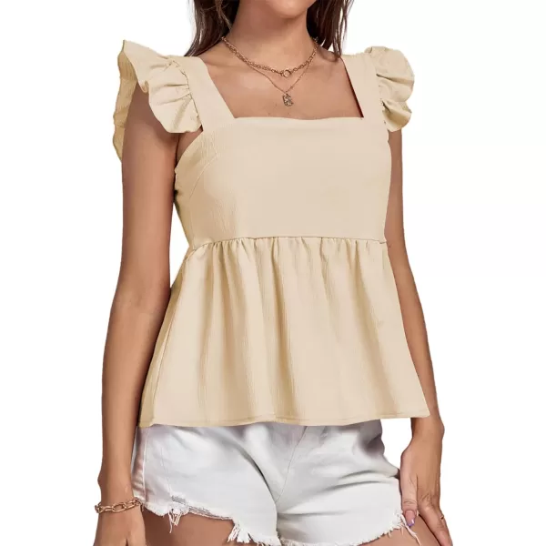 LYANER Women's Ruffle Strap Sleeveless Square Neck Summer Tank Top Peplum Blouse