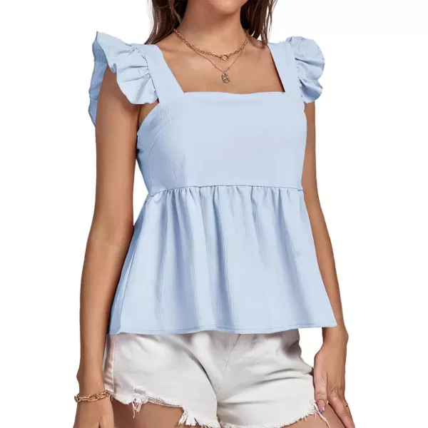 LYANER Women's Ruffle Strap Sleeveless Square Neck Summer Tank Top Peplum Blouse