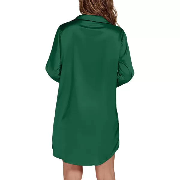 LYANER Women's Satin Long Sleeve Sleepshirt Button Down Nightgowns Heart Print Nightdress PJs