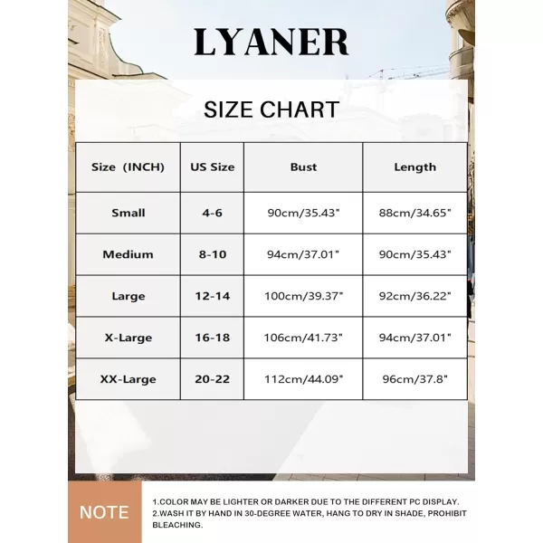 LYANER Women's Satin Nightgown Sexy V Neck Lace Lingerie Chemise Tank Nightdress Sleepwear