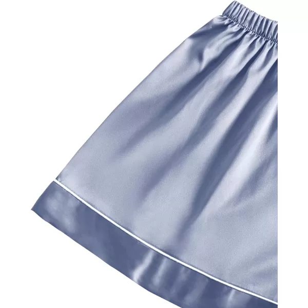 LYANER Women's Satin Pajamas Set Short Sleeve Button Shirt Silky Sleepwear With Shorts Set PJ
