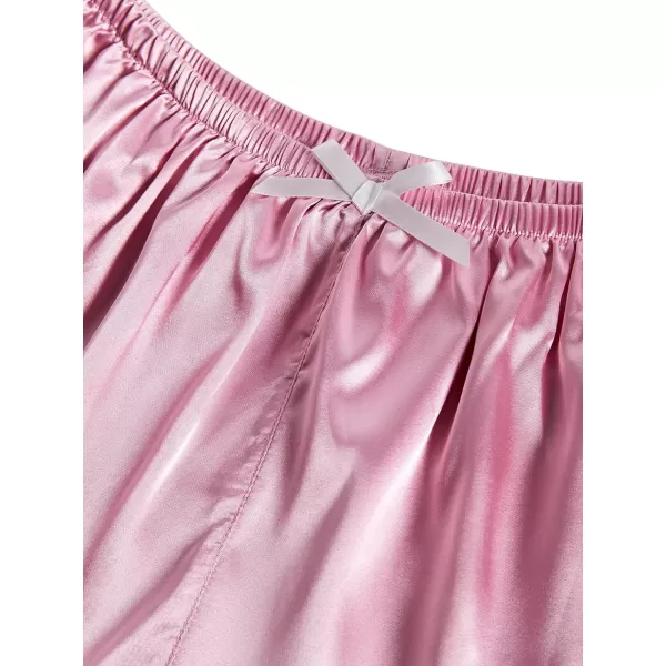 LYANER Women's Satin Pajamas Sets Short Sleeve Button Shirt Silky Sleepwear With Shorts PJs