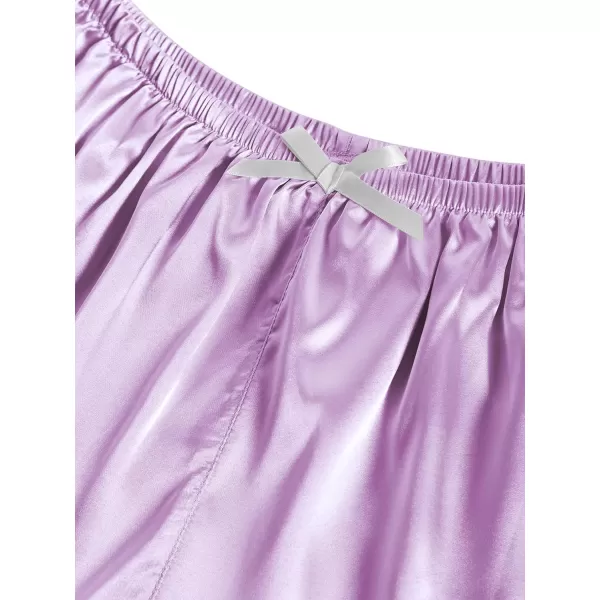 LYANER Women's Satin Pajamas Sets Short Sleeve Button Shirt Silky Sleepwear With Shorts PJs