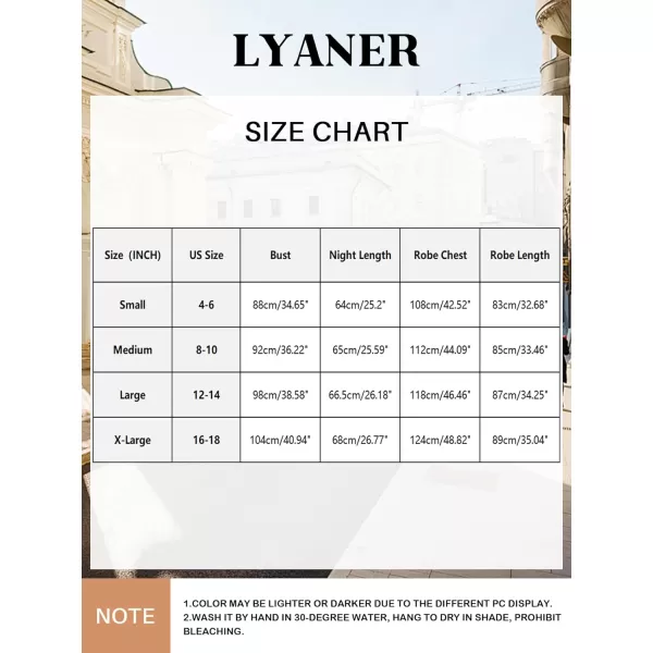 LYANER Women's Satin Robe Set Spaghetti Strap Slip Chemise With Robe 2 Pieces Silk Lingerie Sets