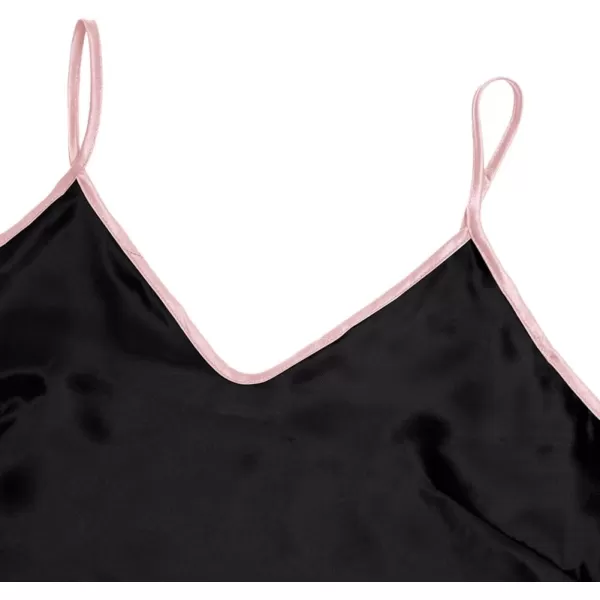 LYANER Women's Satin Silk 2pcs Set Pajamas V Neck Cami Top With Self Tie Shorts Pj Sst Sleepwear