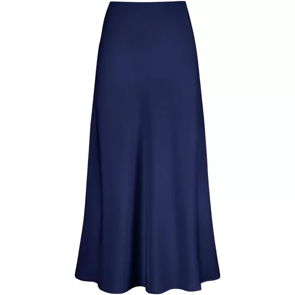 LYANER Women's Satin Silk High Waist Pleated Flared Bodycon Maxi Skirt