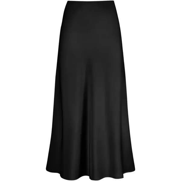 LYANER Women's Satin Silk High Waist Pleated Flared Bodycon Maxi Skirt