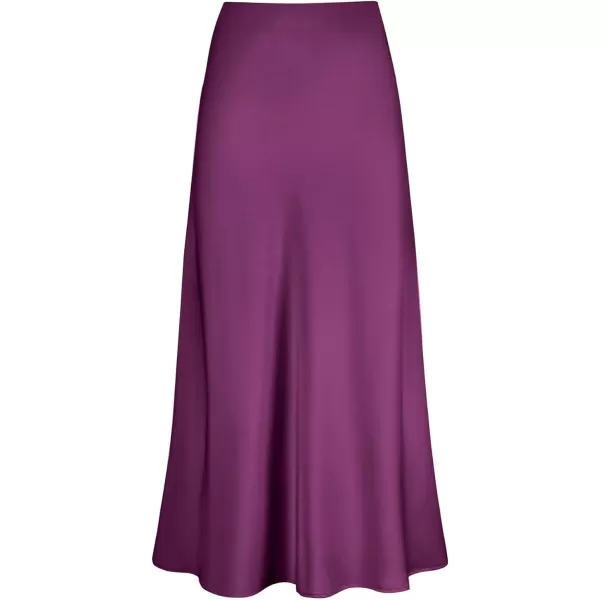 LYANER Women's Satin Silk High Waist Pleated Flared Bodycon Maxi Skirt