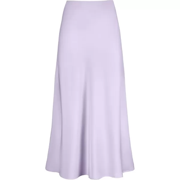 LYANER Women's Satin Silk High Waist Pleated Flared Bodycon Maxi Skirt
