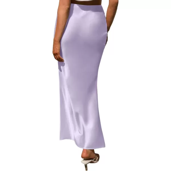 LYANER Women's Satin Silk High Waist Pleated Flared Bodycon Maxi Skirt