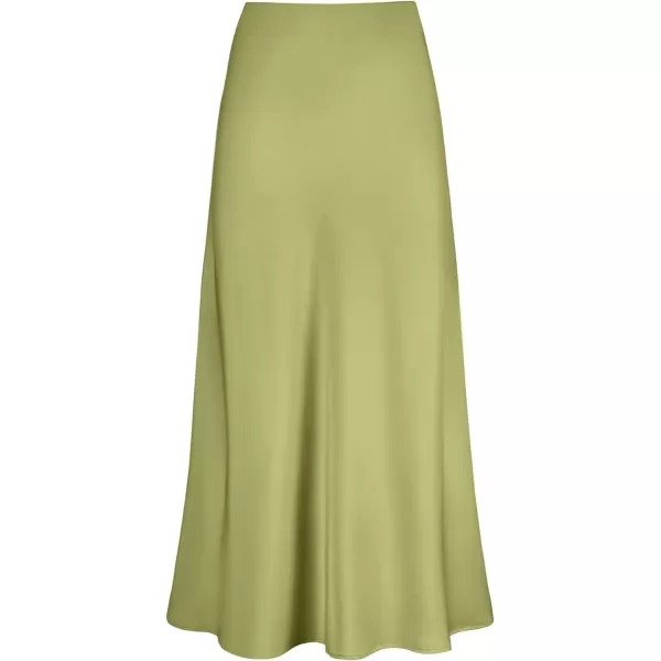 LYANER Women's Satin Silk High Waist Pleated Flared Bodycon Maxi Skirt