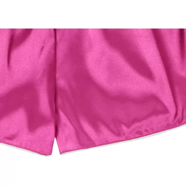 LYANER Women's Satin Silk Pajamas Short Sleeve Button Shirt with Shorts Set PJ Sleepwear