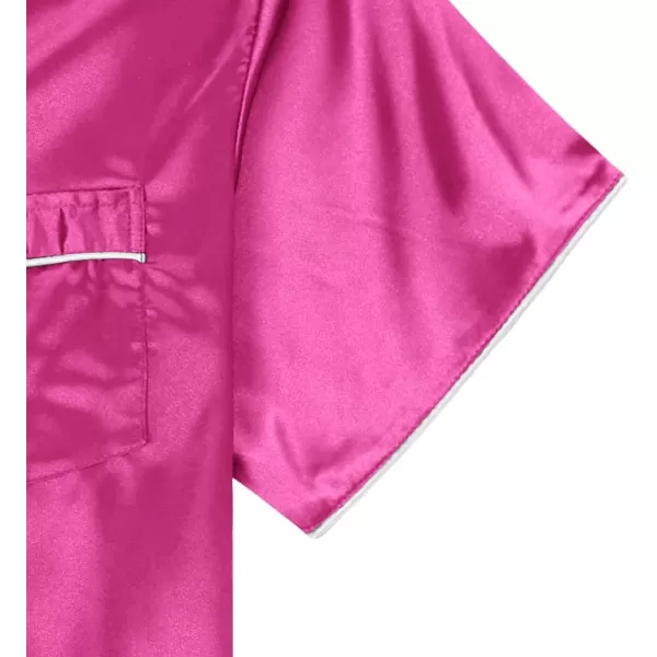 LYANER Women's Satin Silk Pajamas Short Sleeve Button Shirt with Shorts Set PJ Sleepwear