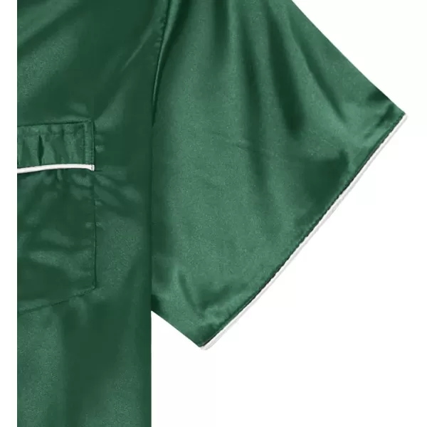 LYANER Women's Satin Silk Pajamas Short Sleeve Button Shirt with Shorts Set PJ Sleepwear