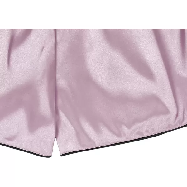 LYANER Women's Satin Silk Pajamas Short Sleeve Button Shirt with Shorts Set PJ Sleepwear