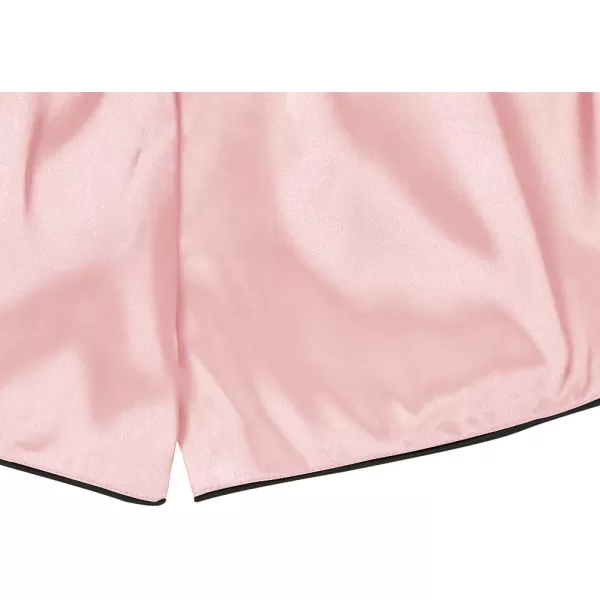 LYANER Women's Satin Silk Pajamas Short Sleeve Button Shirt with Shorts Set PJ Sleepwear