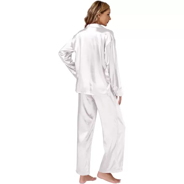 LYANER Women's Satin Silky Pajama Set Long Sleeeve Top With Long Pants Set PJ Loungewear