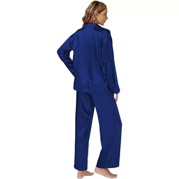 LYANER Women's Satin Silky Pajama Set Long Sleeeve Top With Long Pants Set PJ Loungewear
