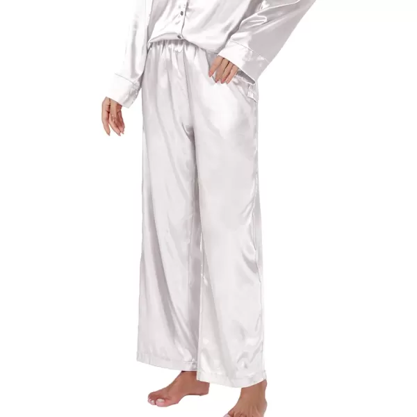 LYANER Women's Satin Silky Pajama Set Long Sleeeve Top With Long Pants Set PJ Loungewear