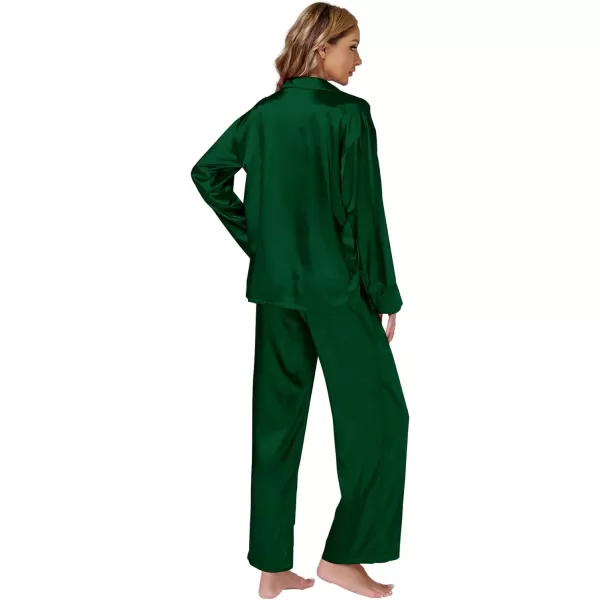 LYANER Women's Satin Silky Pajama Set Long Sleeeve Top With Long Pants Set PJ Loungewear