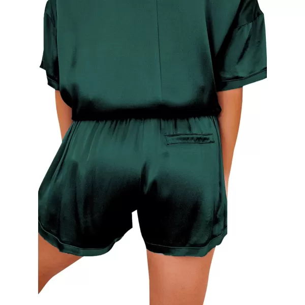 LYANER Women's Satin Silky Pajama Set Short Sleeve T-shirt With Shorts Set PJ Loungewear