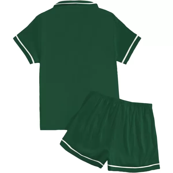 LYANER Women's Satin Silky Short Sleeve Button Shirt Sleepwear 2Piece Pajama Set