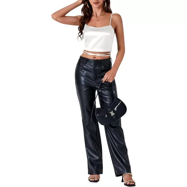 LYANER Women's Satin Square Neck Spaghetti Strap Criss Cross Lace up Sleeveless Crop Top Cami