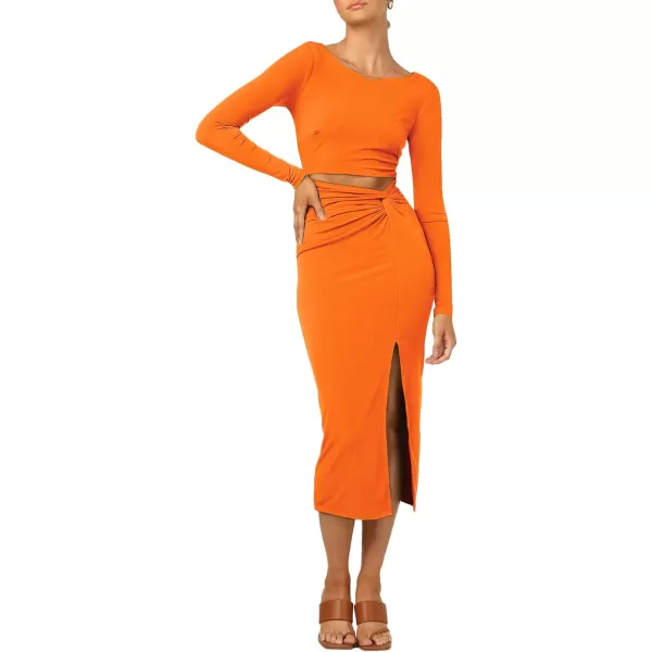 LYANER Women's Scoop Neck Cut Out Long Sleeve Split Hem Bodycon Midi Dress